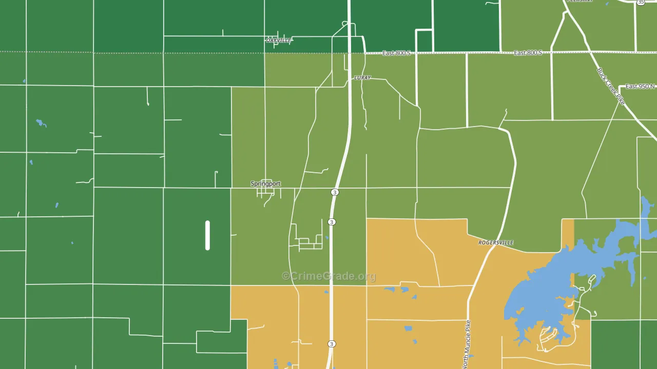 Springport, IN Map of Assault Rates