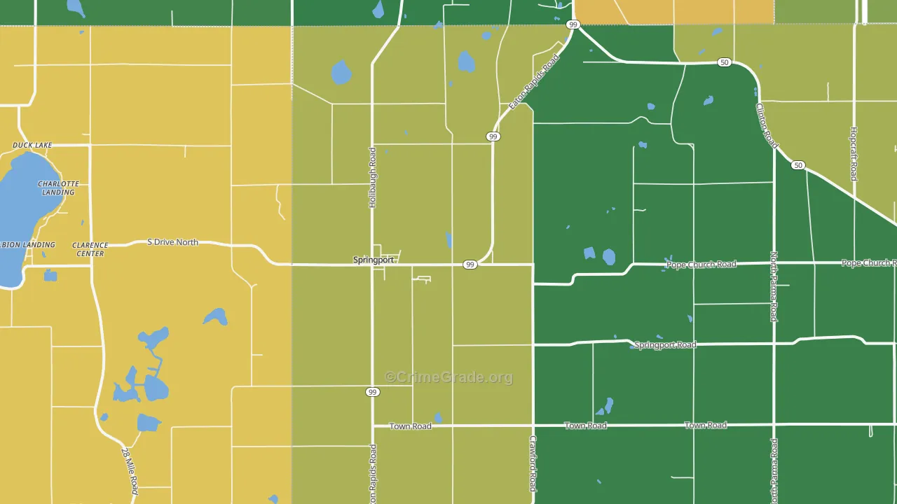 Springport, MI Map of Assault Rates