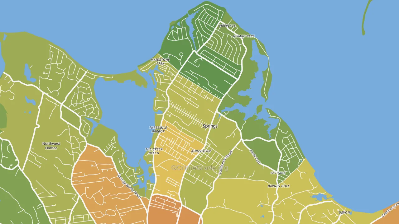 Springs, NY Map of Assault Rates