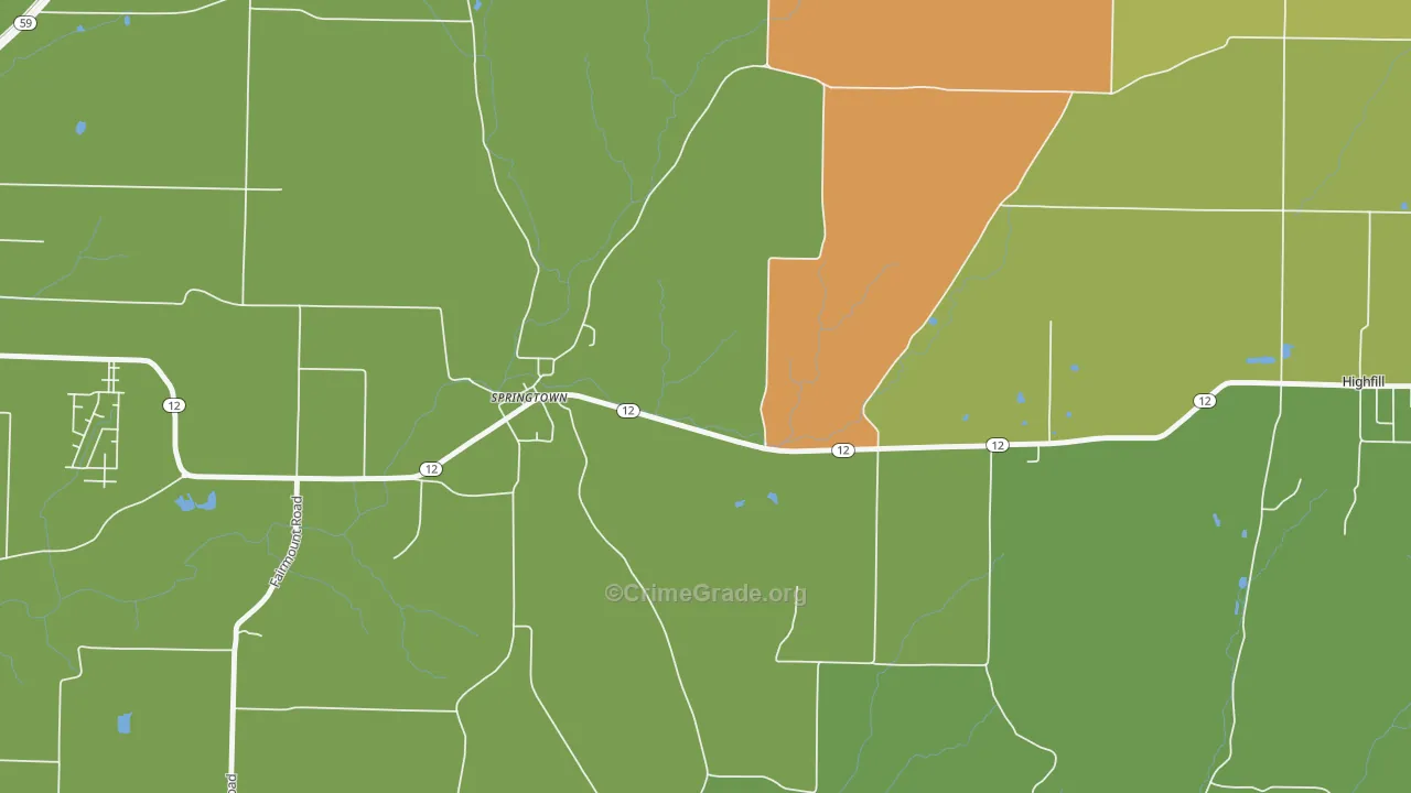 Springtown, AR Map of Assault Rates