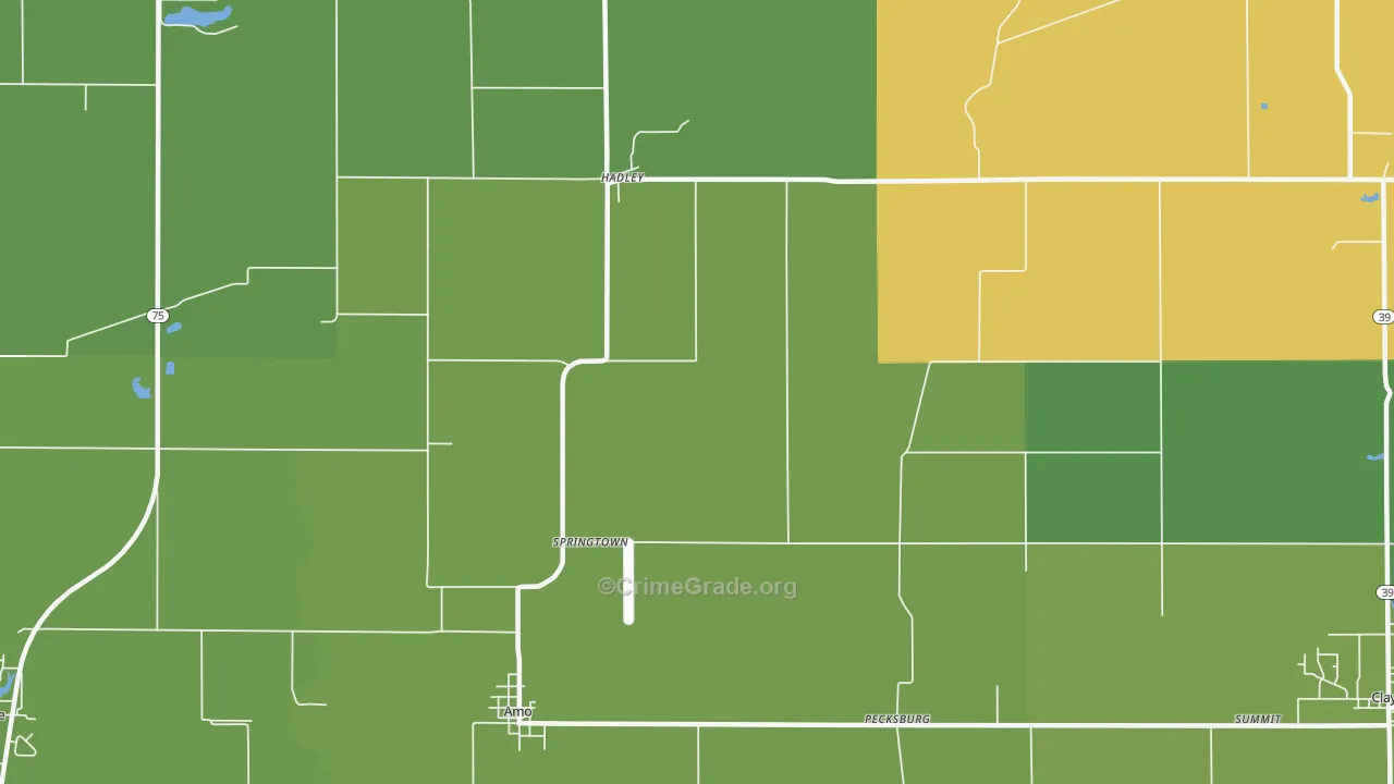 Springtown, IN Map of Assault Rates