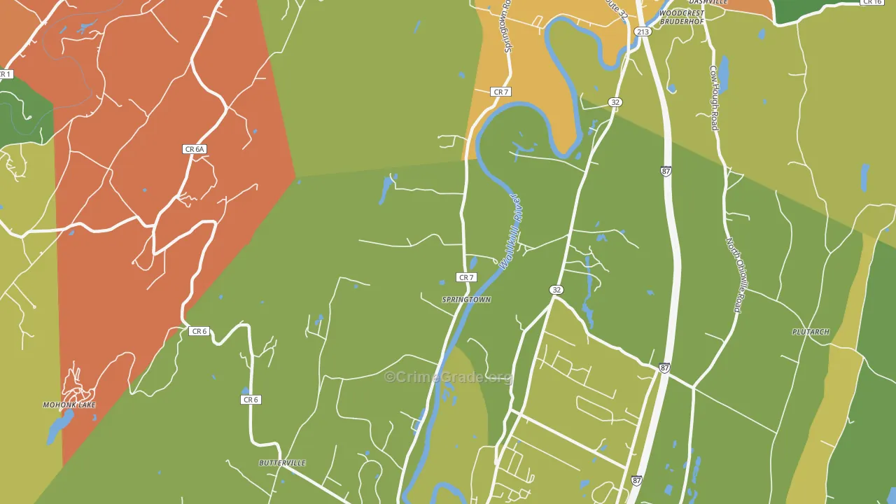 Springtown, NY Map of Assault Rates