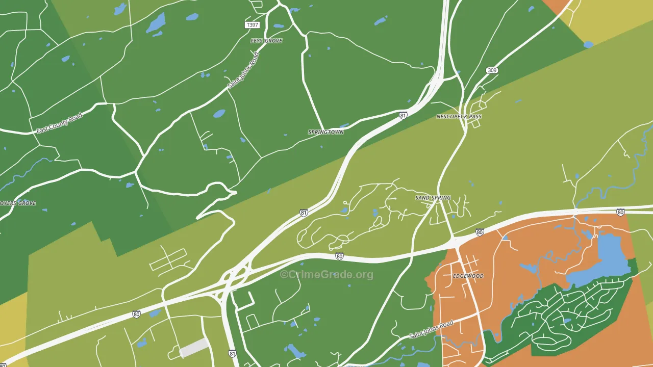 Springtown, PA Map of Assault Rates