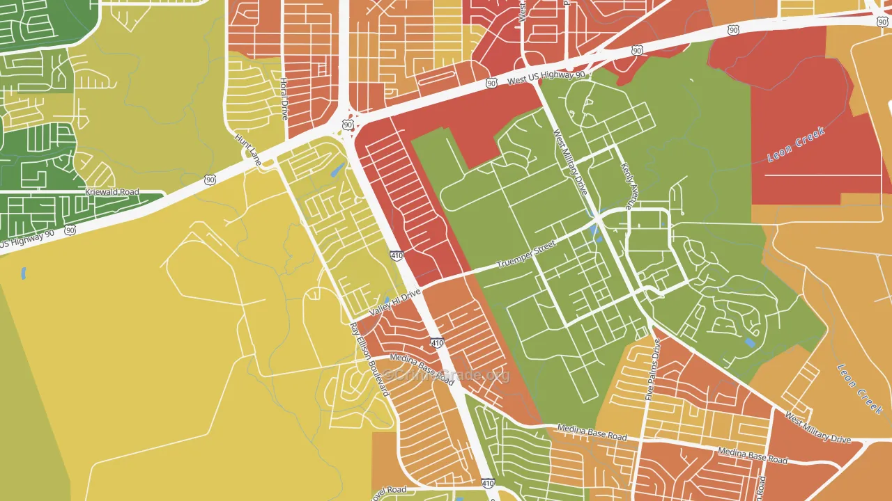 Springvale, San Antonio, TX Map of Assault Rates