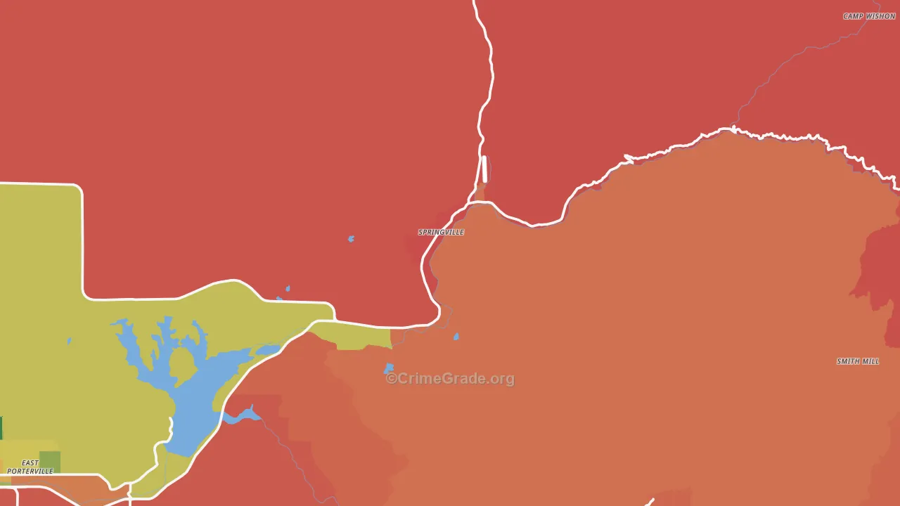 Springville, CA Map of Assault Rates