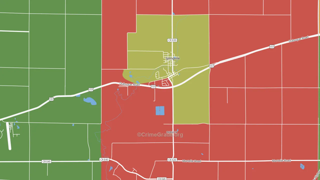 Springville, IA Map of Assault Rates