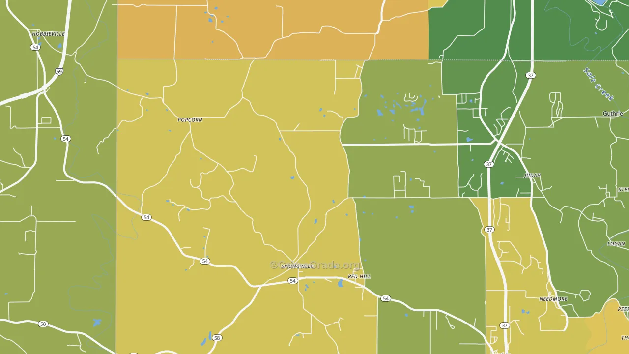 Springville, IN Map of Assault Rates