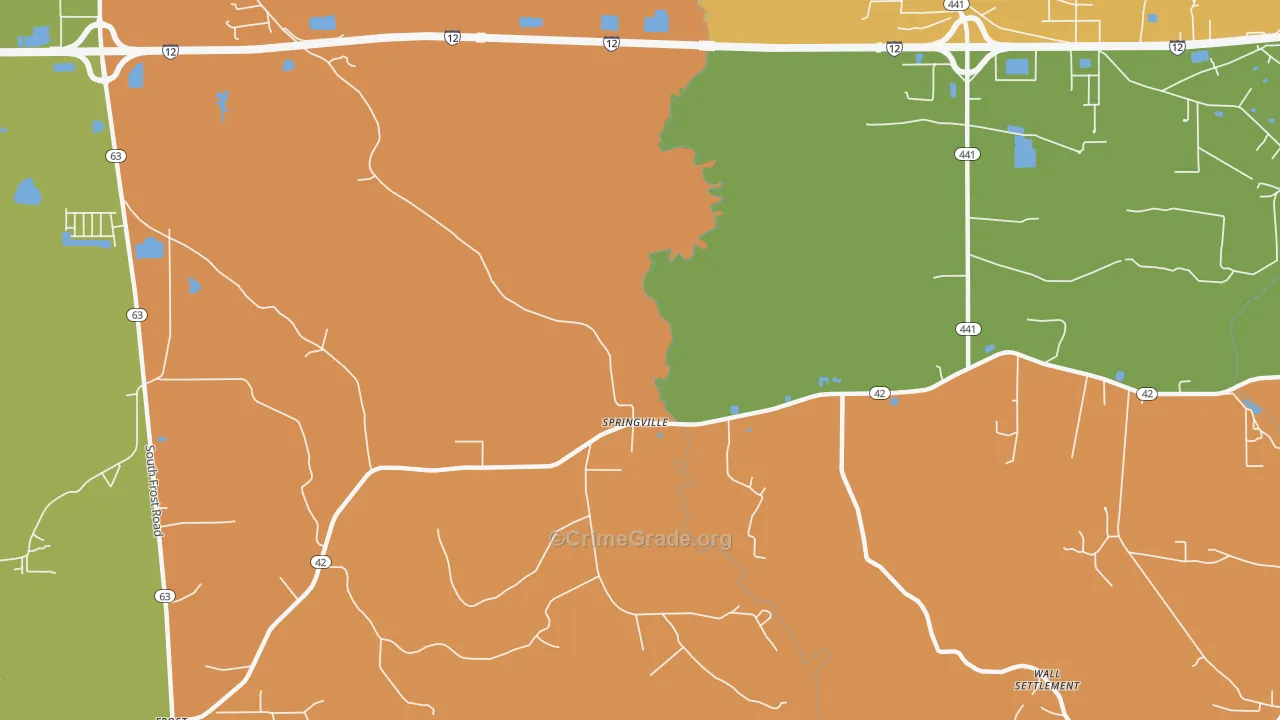 Springville, LA Map of Assault Rates