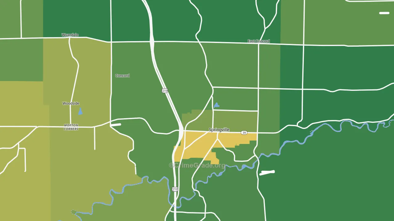 Springville, NY Map of Assault Rates