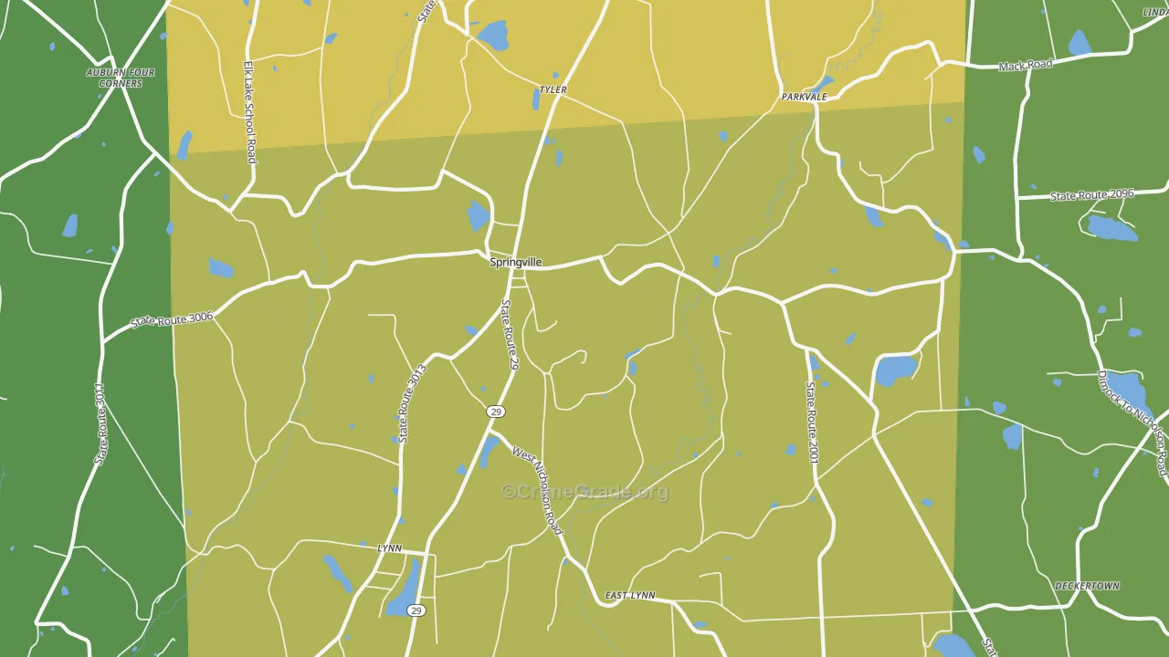 Springville, PA Map of Assault Rates