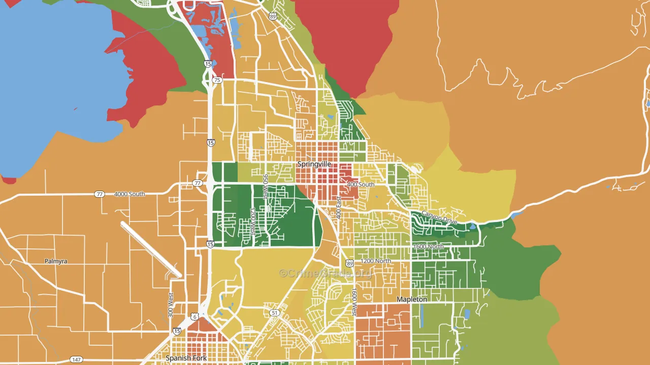 Springville, UT Map of Assault Rates