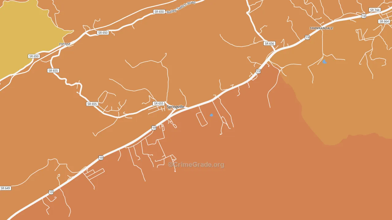 Springville, VA Map of Assault Rates