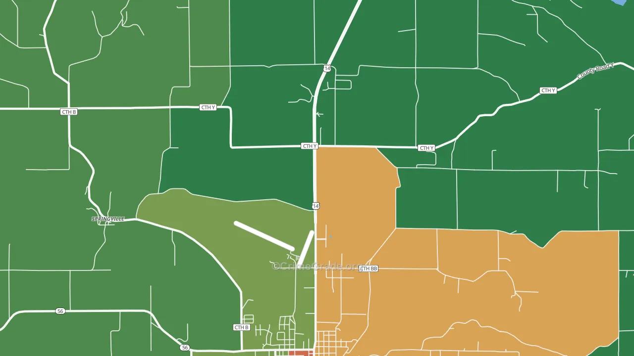 Springville, WI Map of Assault Rates