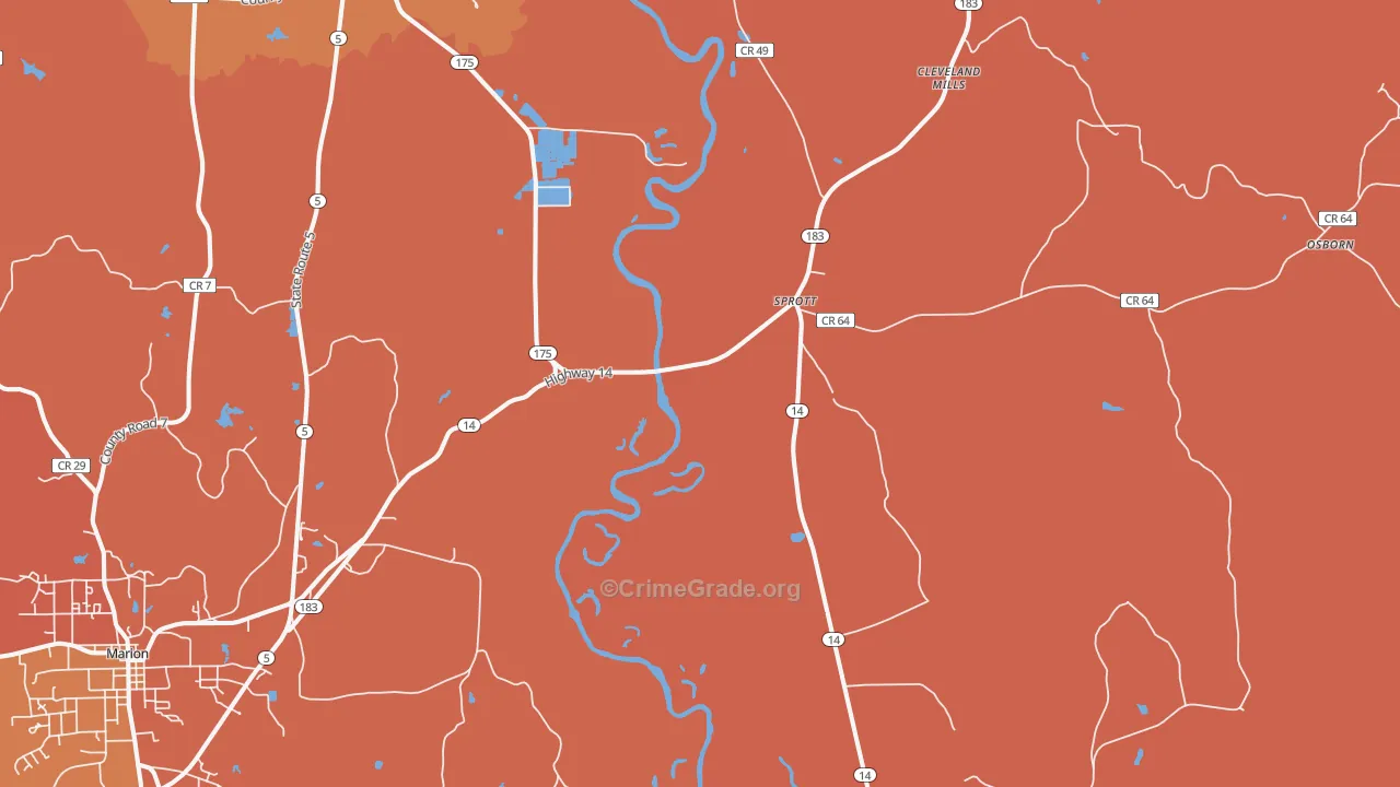 Sprott, AL Map of Assault Rates