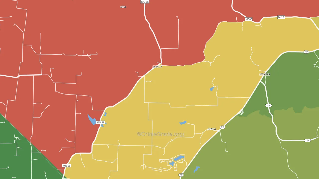 Sprott, MO Map of Assault Rates
