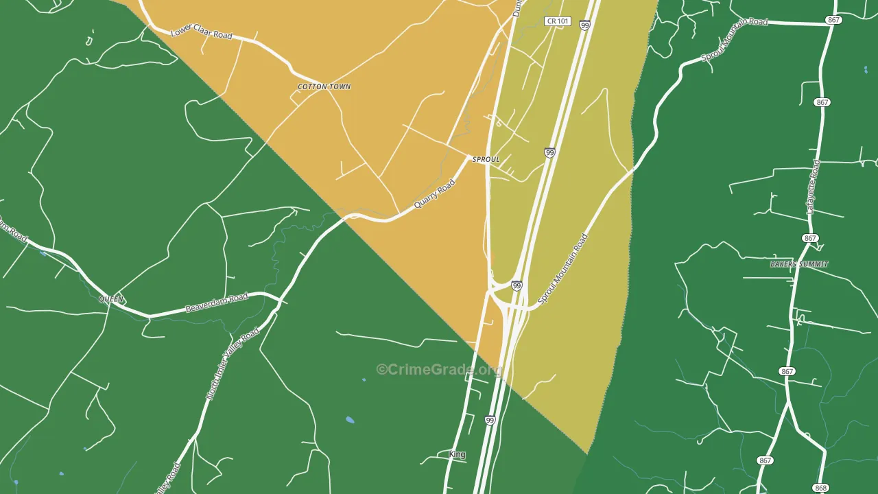 Sproul, PA Map of Assault Rates