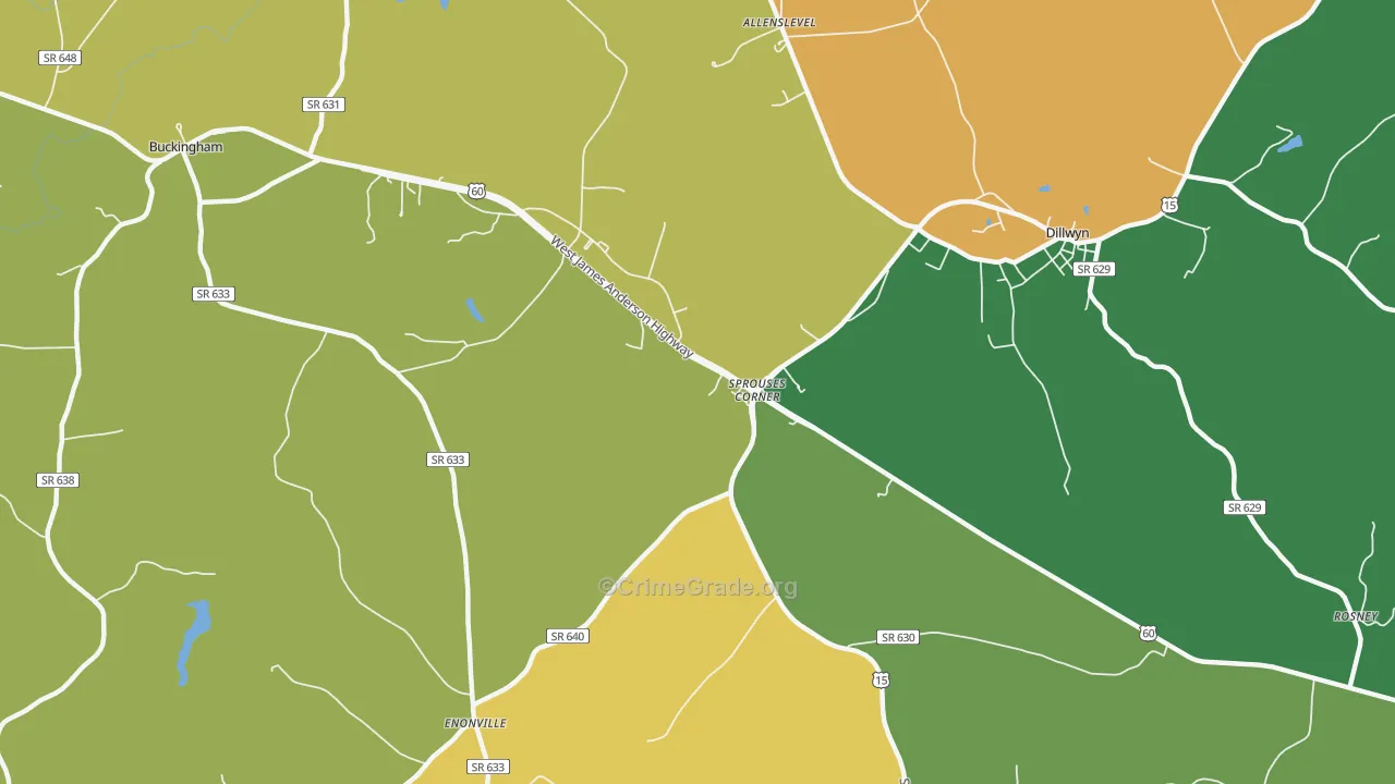Sprouses Corner, VA Map of Assault Rates