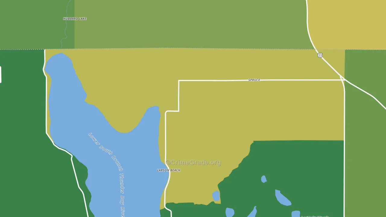 Spruce, MI Map of Assault Rates