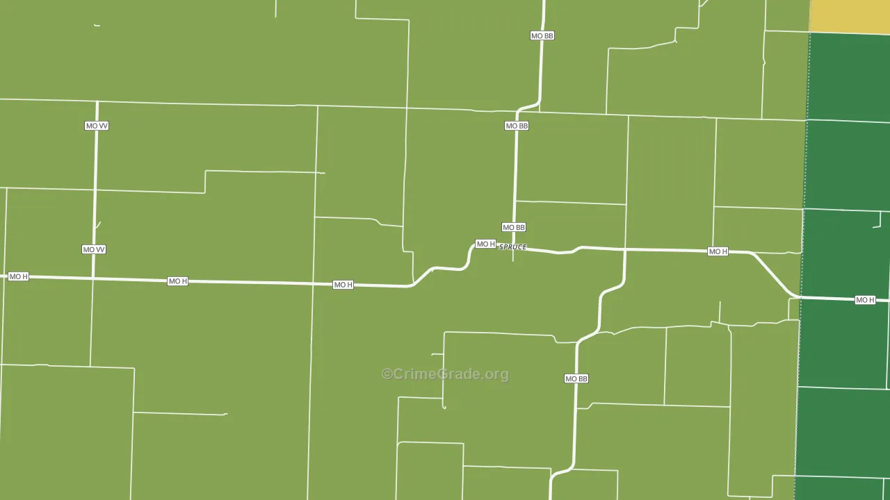 Spruce, MO Map of Assault Rates