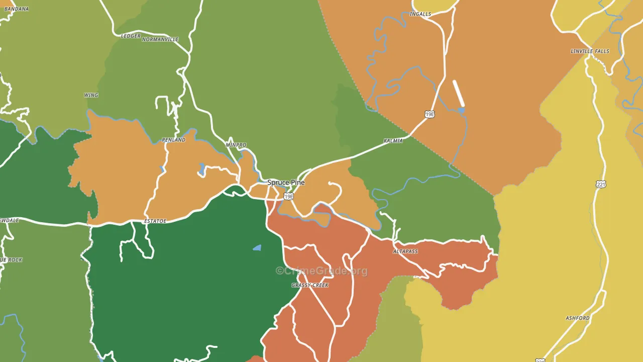 Spruce Pine, NC Map of Assault Rates