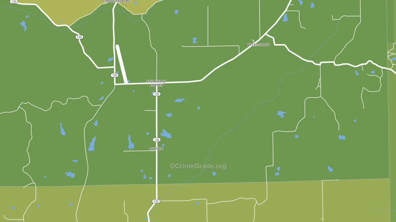 Spurgeons Corner, IN Map of Assault Rates