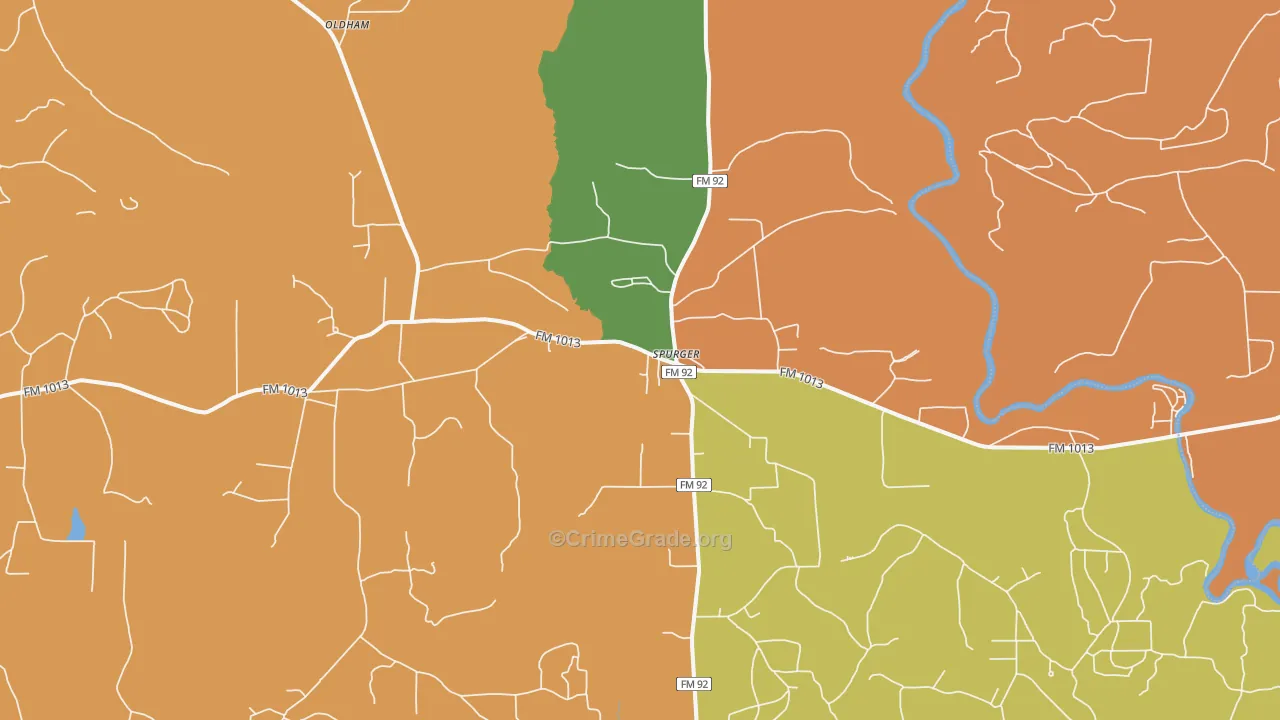 Spurger, TX Map of Assault Rates