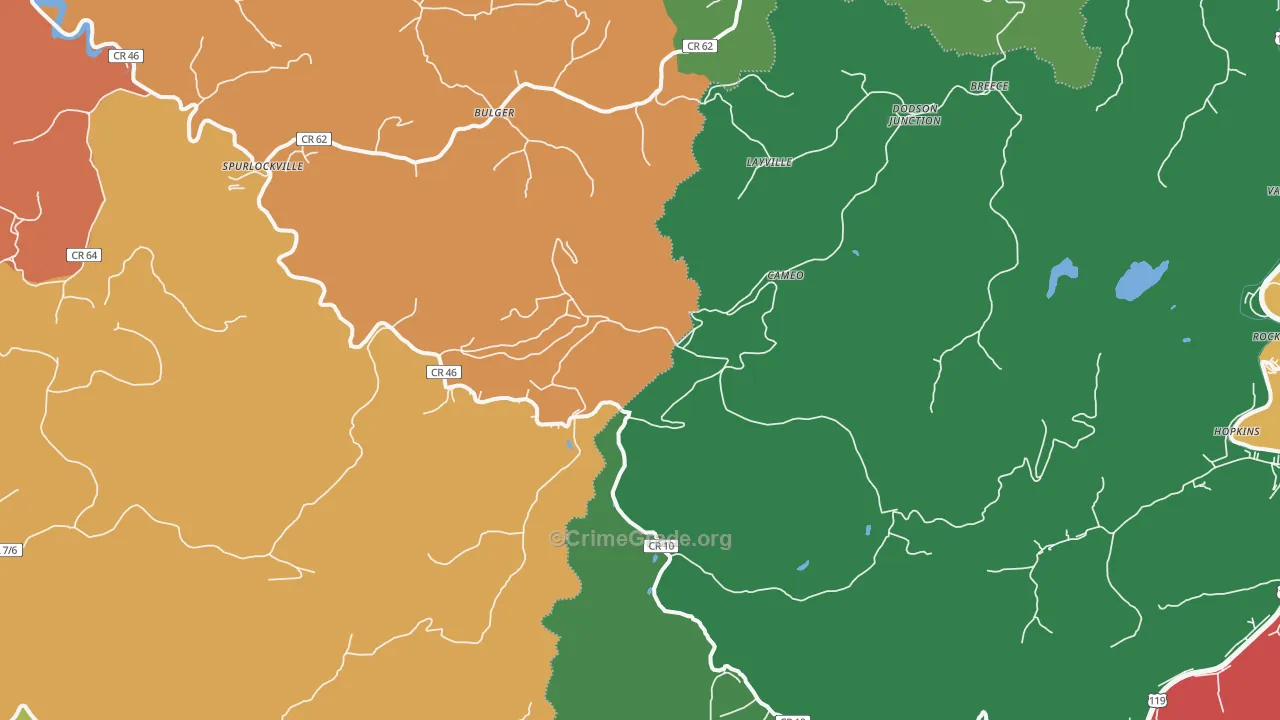 Spurlockville, WV Map of Assault Rates