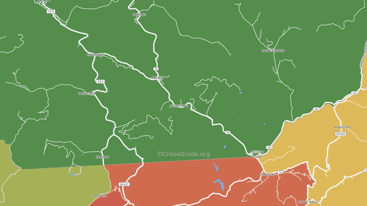 Squire, WV Map of Assault Rates