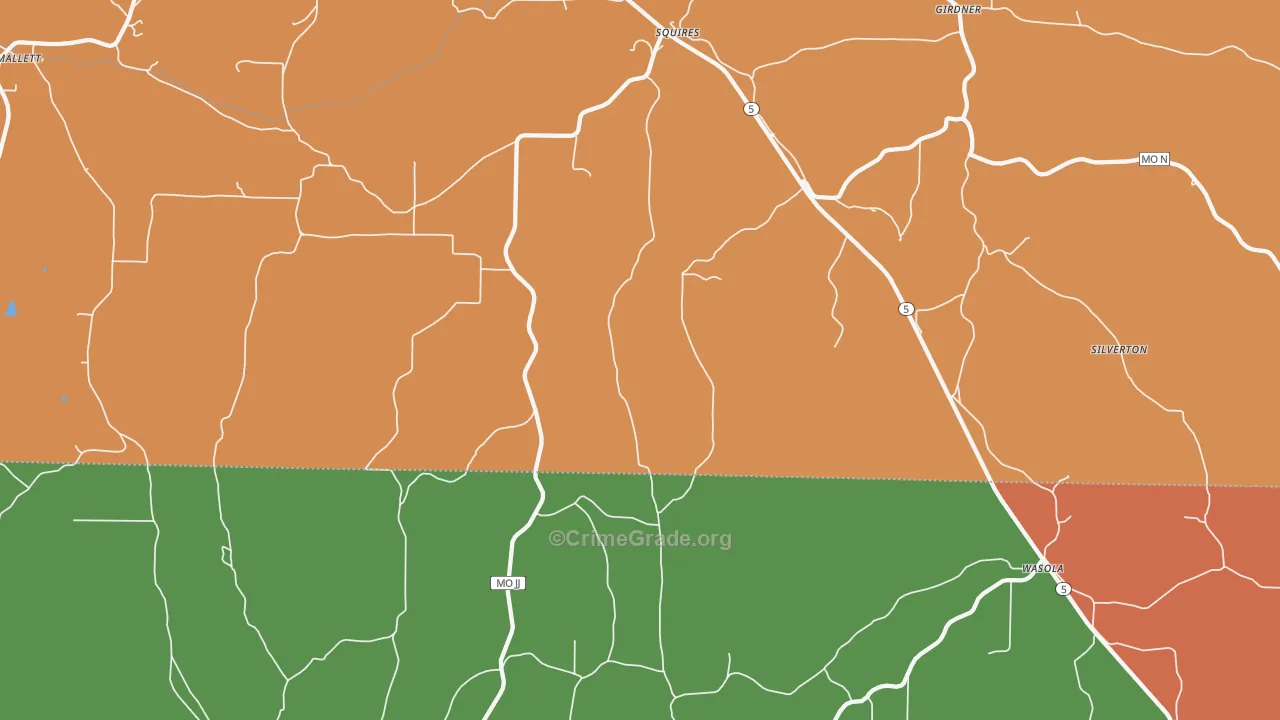 Squires, MO Map of Assault Rates