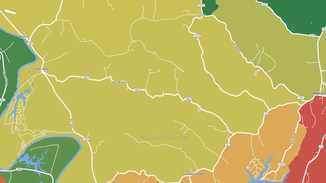 Squiresville, KY Map of Assault Rates