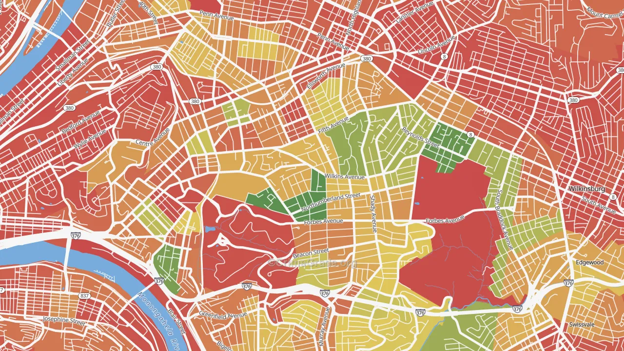 Squirrel Hill North, Pittsburgh, PA Map of Assault Rates