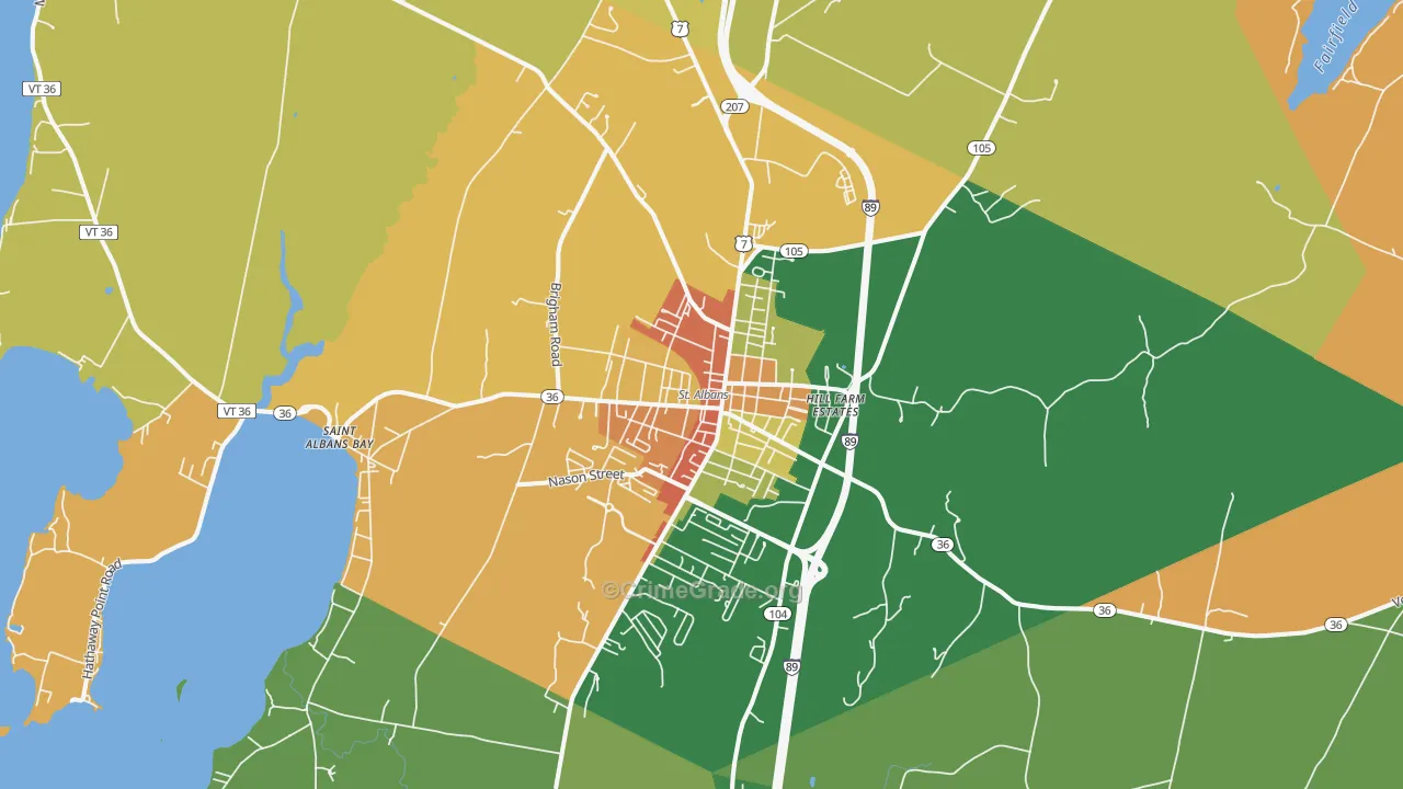 St. Albans, VT Map of Assault Rates