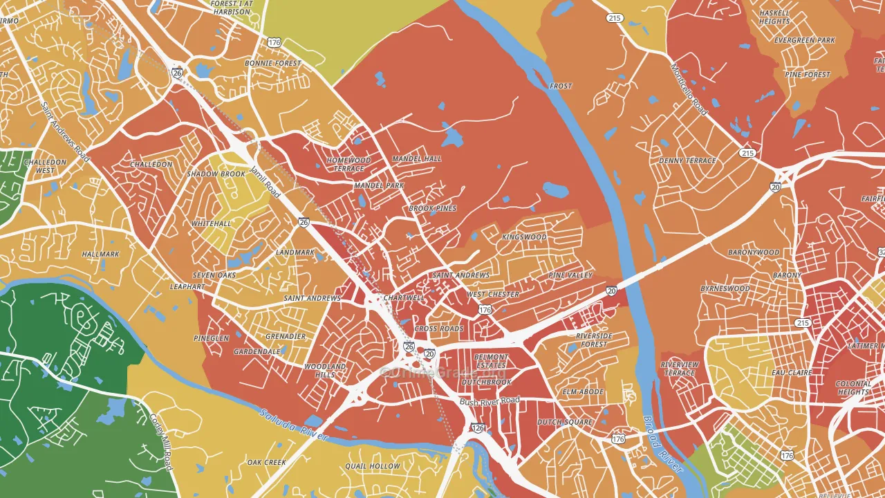 St. Andrews, SC Map of Assault Rates