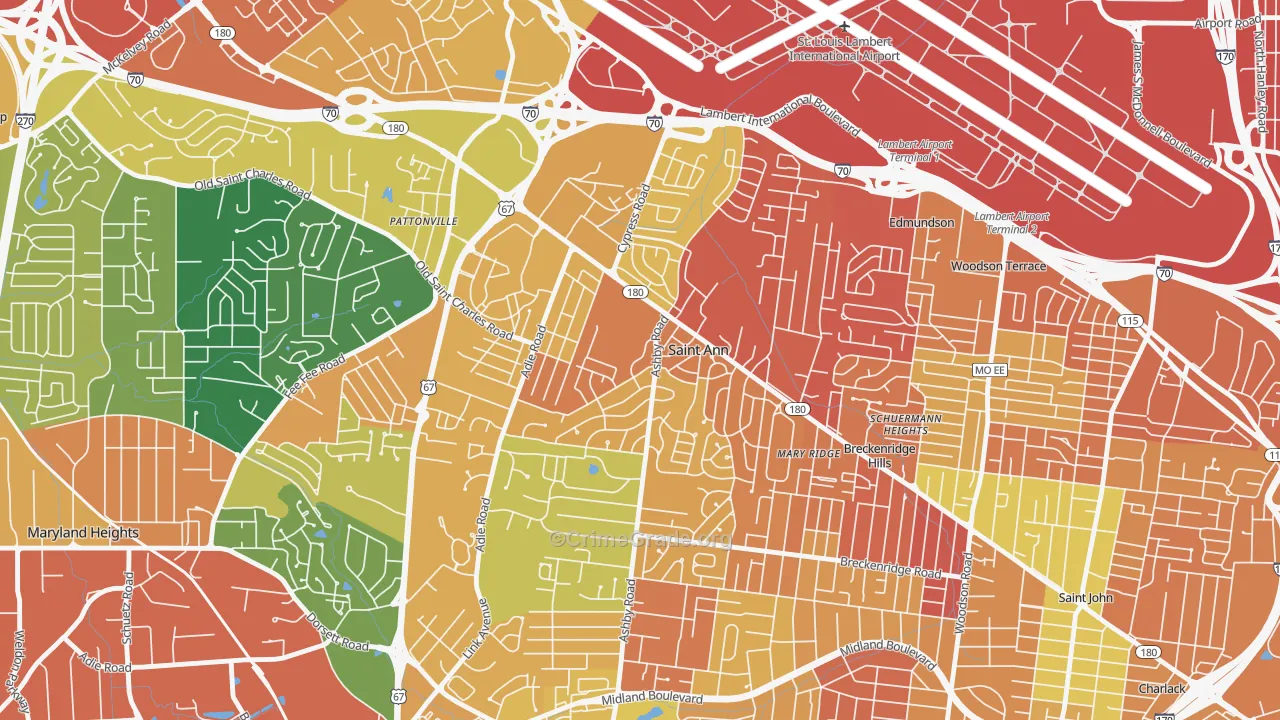 St. Ann, MO Map of Assault Rates