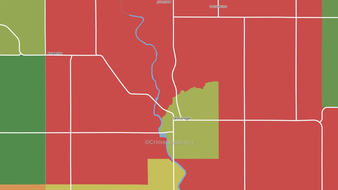 St. Ansgar, IA Map of Assault Rates