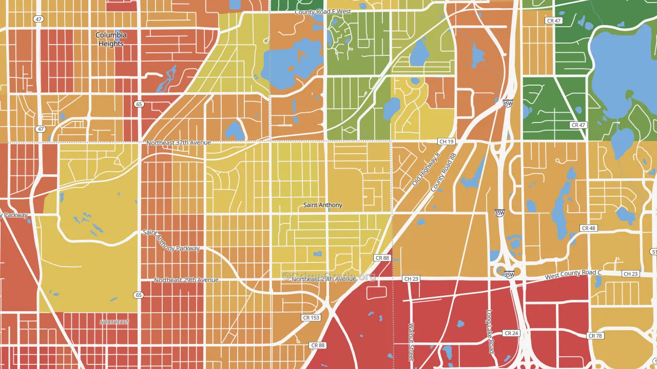St. Anthony, MN Map of Assault Rates