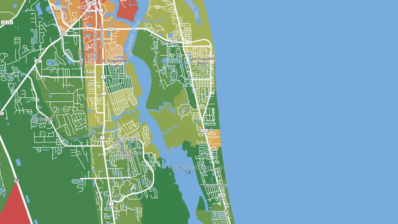 St. Augustine Beach, FL Map of Assault Rates