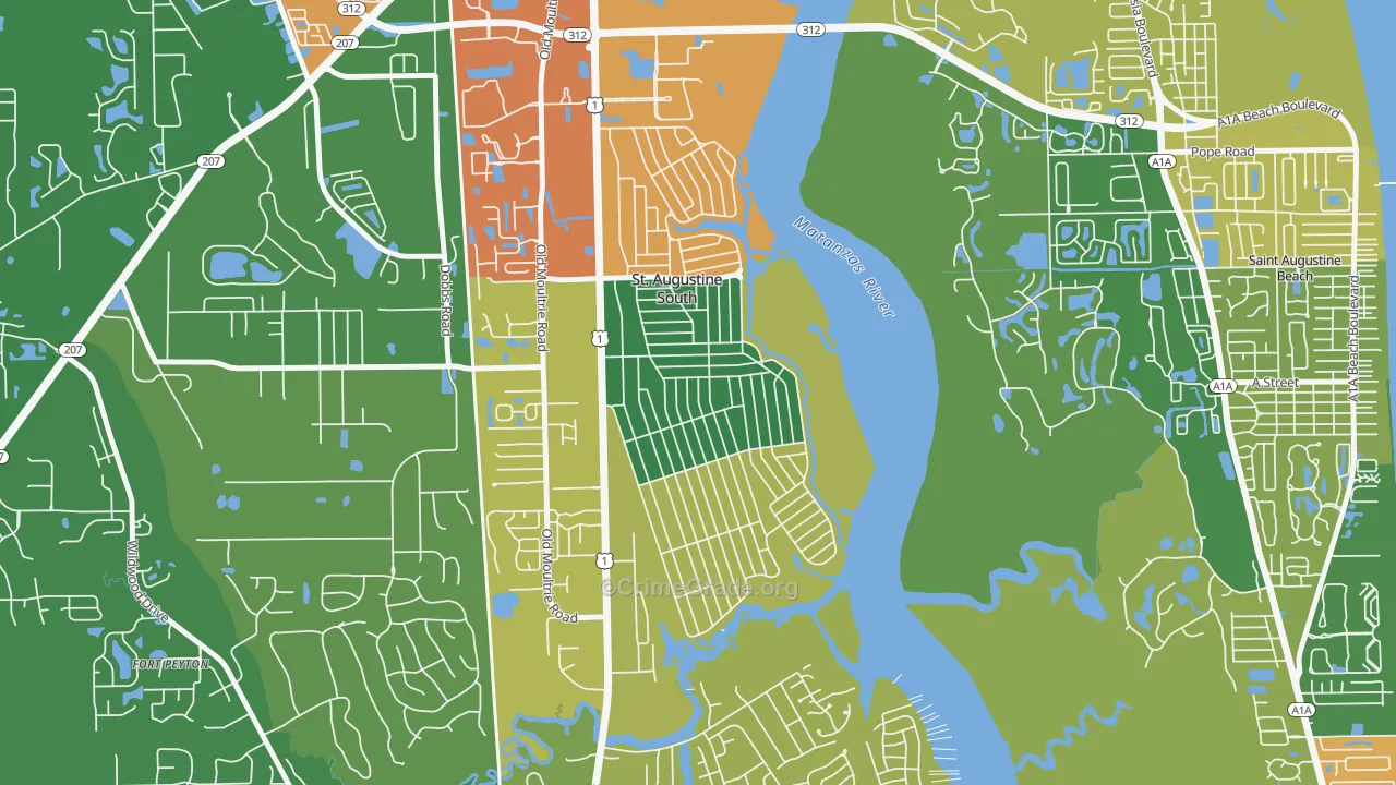 St. Augustine South, FL Map of Assault Rates