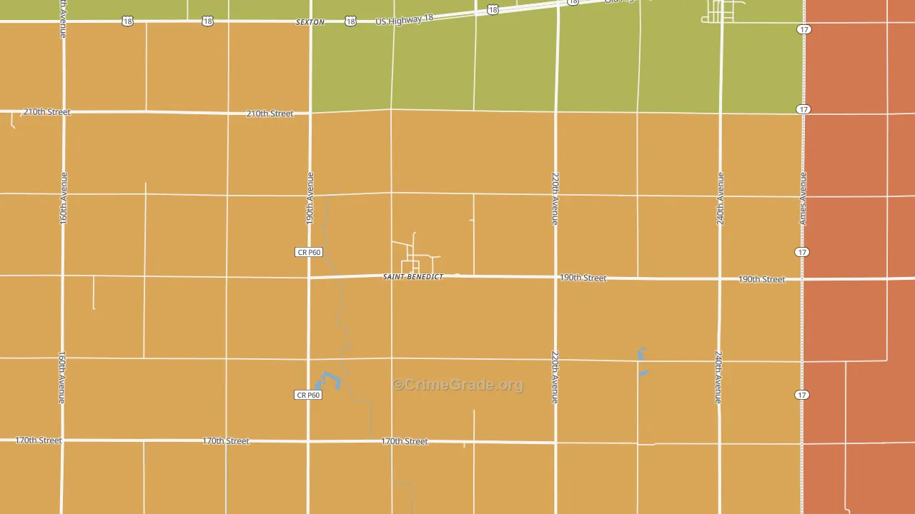 St. Benedict, IA Map of Assault Rates