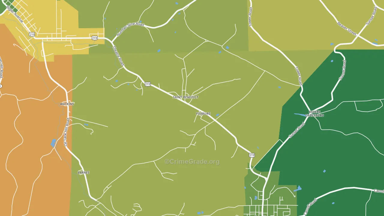St. Benedict, PA Map of Assault Rates