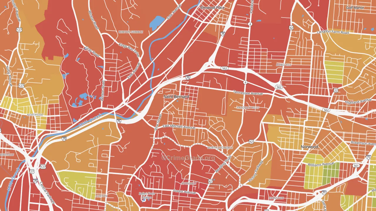 St. Bernard, OH Map of Assault Rates