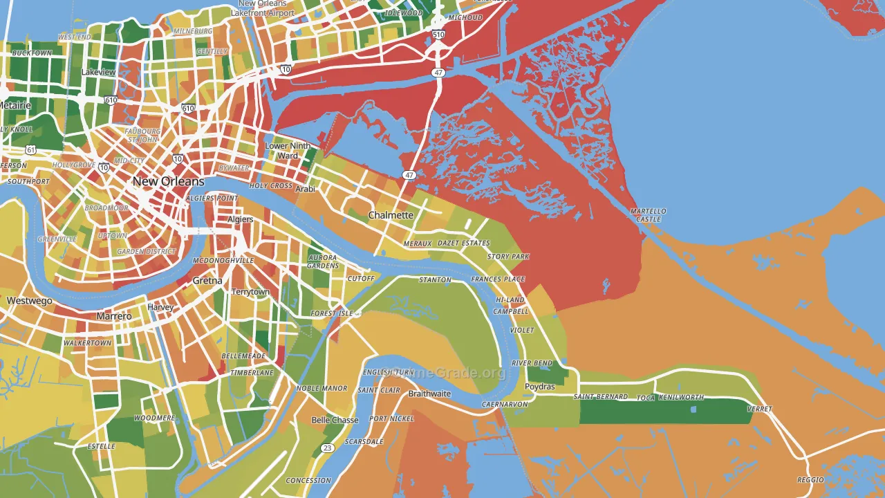 St. Bernard Parish, LA Map of Assault Rates