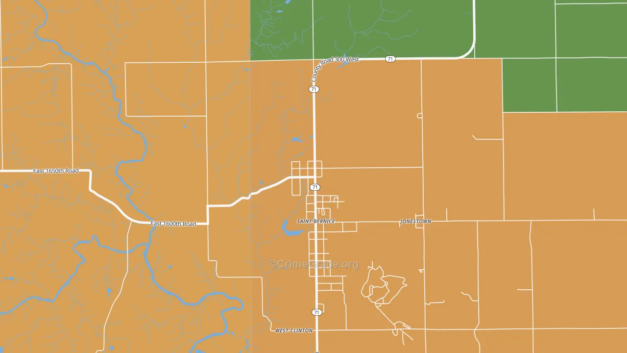 St. Bernice, IN Map of Assault Rates