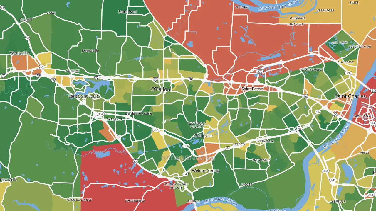 St. Charles County, MO Map of Assault Rates