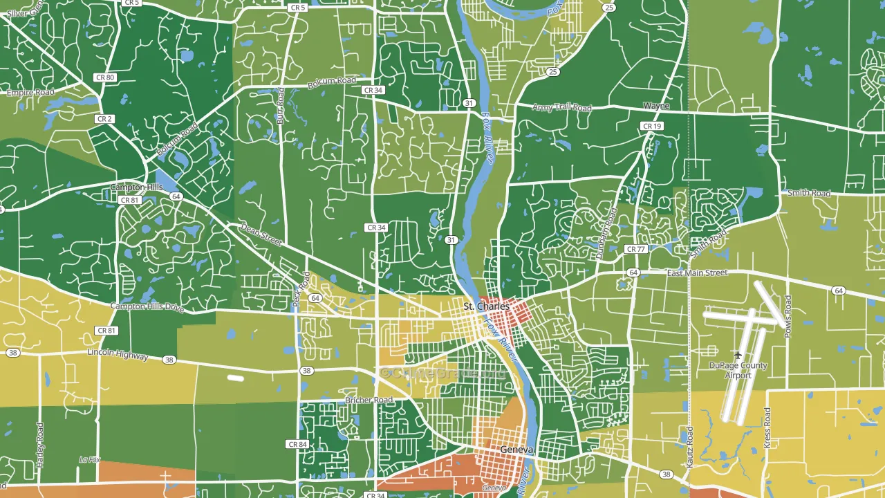 St. Charles, IL Map of Assault Rates