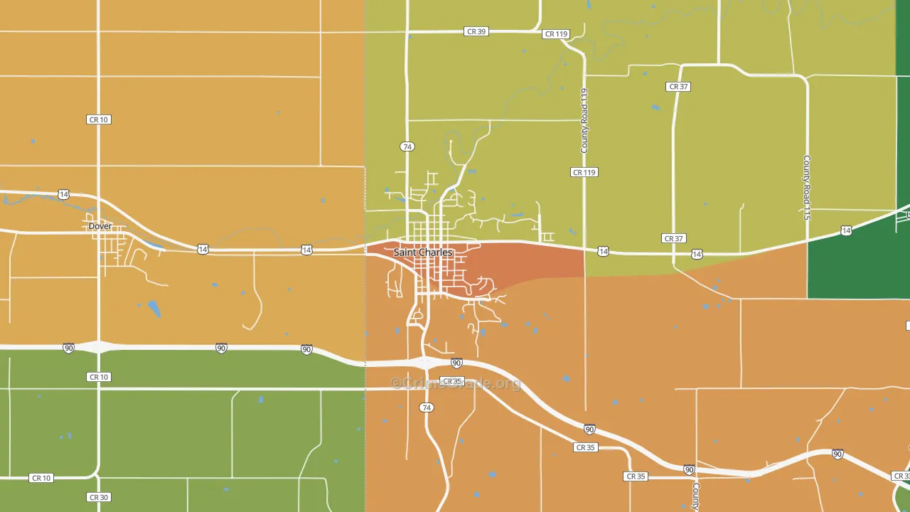 St. Charles, MN Map of Assault Rates