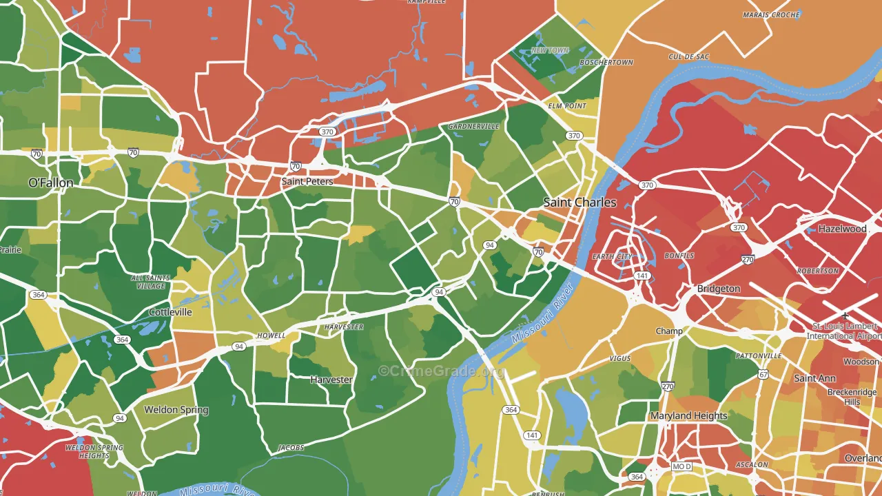 St. Charles, MO Map of Assault Rates