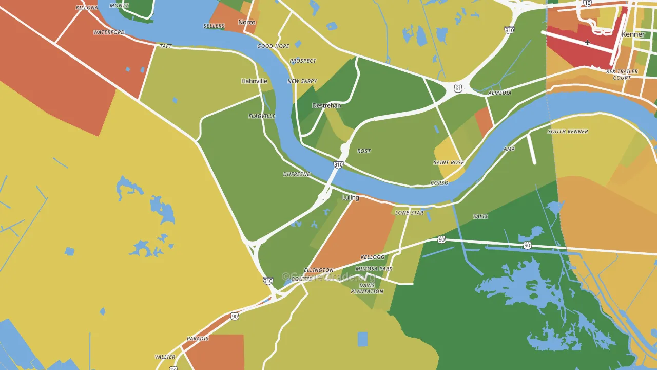 St. Charles Parish, LA Map of Assault Rates