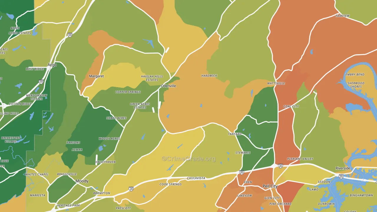 St. Clair County, AL Map of Assault Rates