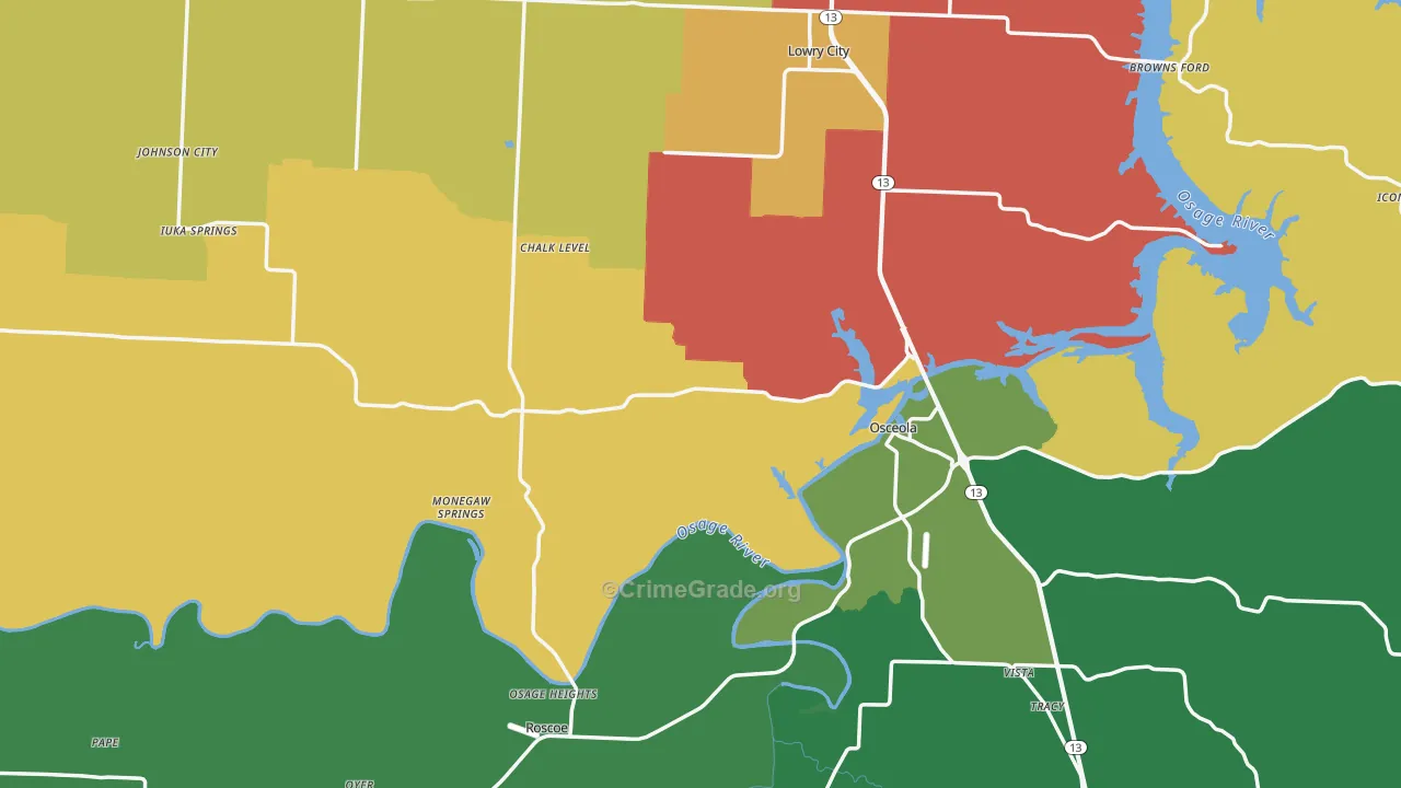 St. Clair County, MO Map of Assault Rates